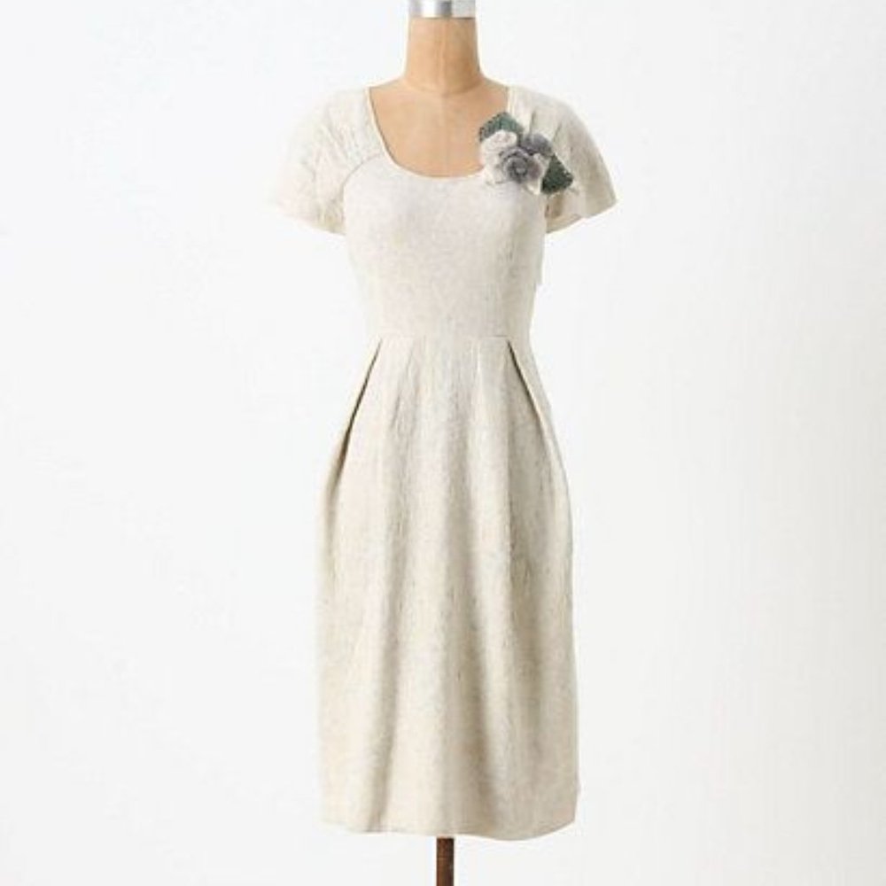 Anthropologie Moth The Florist's Arrangement Cream Sweater Dress Size Small NWOT